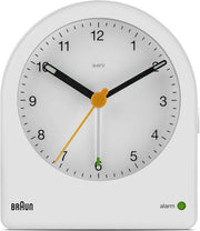 Analogue Alarm Clock Snooze Quiet Quartz Backlight Bedside White