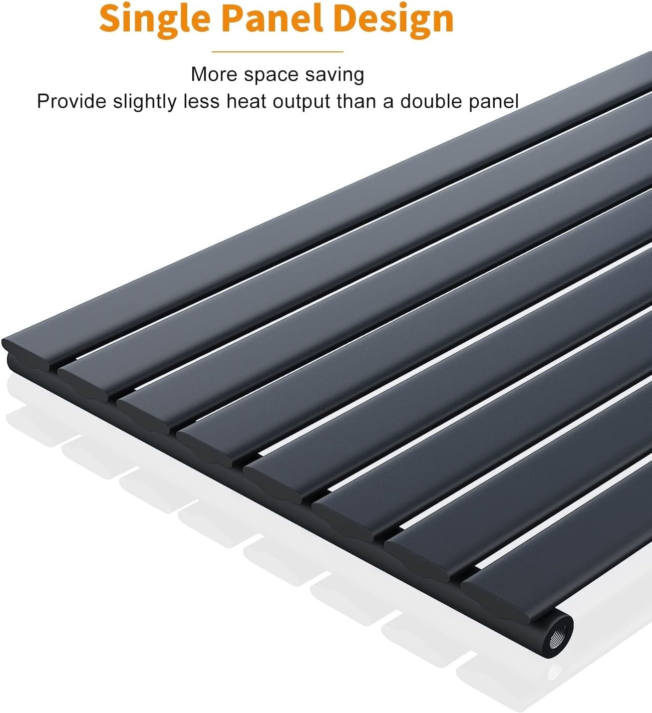 Black Horizontal Flat Panel Radiator 600x544mm Modern Bathroom Kitchen