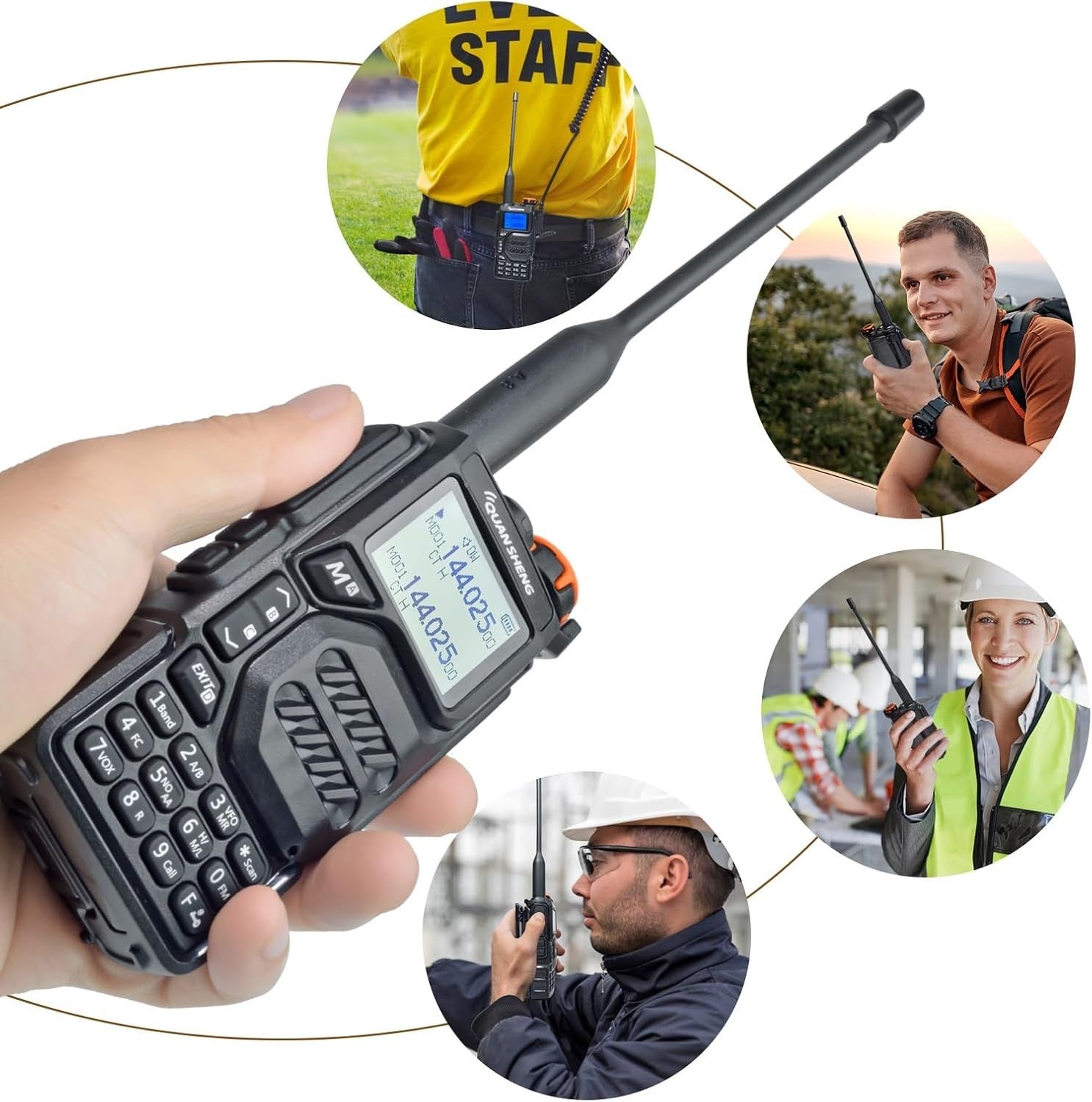 Dual Band Walkie Talkies 5W Long Range NOAA VOX LCD w Earpiece Cable