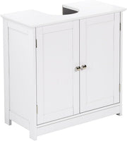 White Under Sink Bathroom Cabinet 2 Door Storage Cupboard 60x30x60cm
