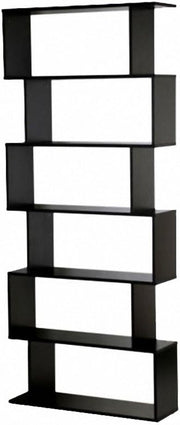 Modern S Shape 6 Tier Bookcase Free Standing Display Storage Shelf Unit Black