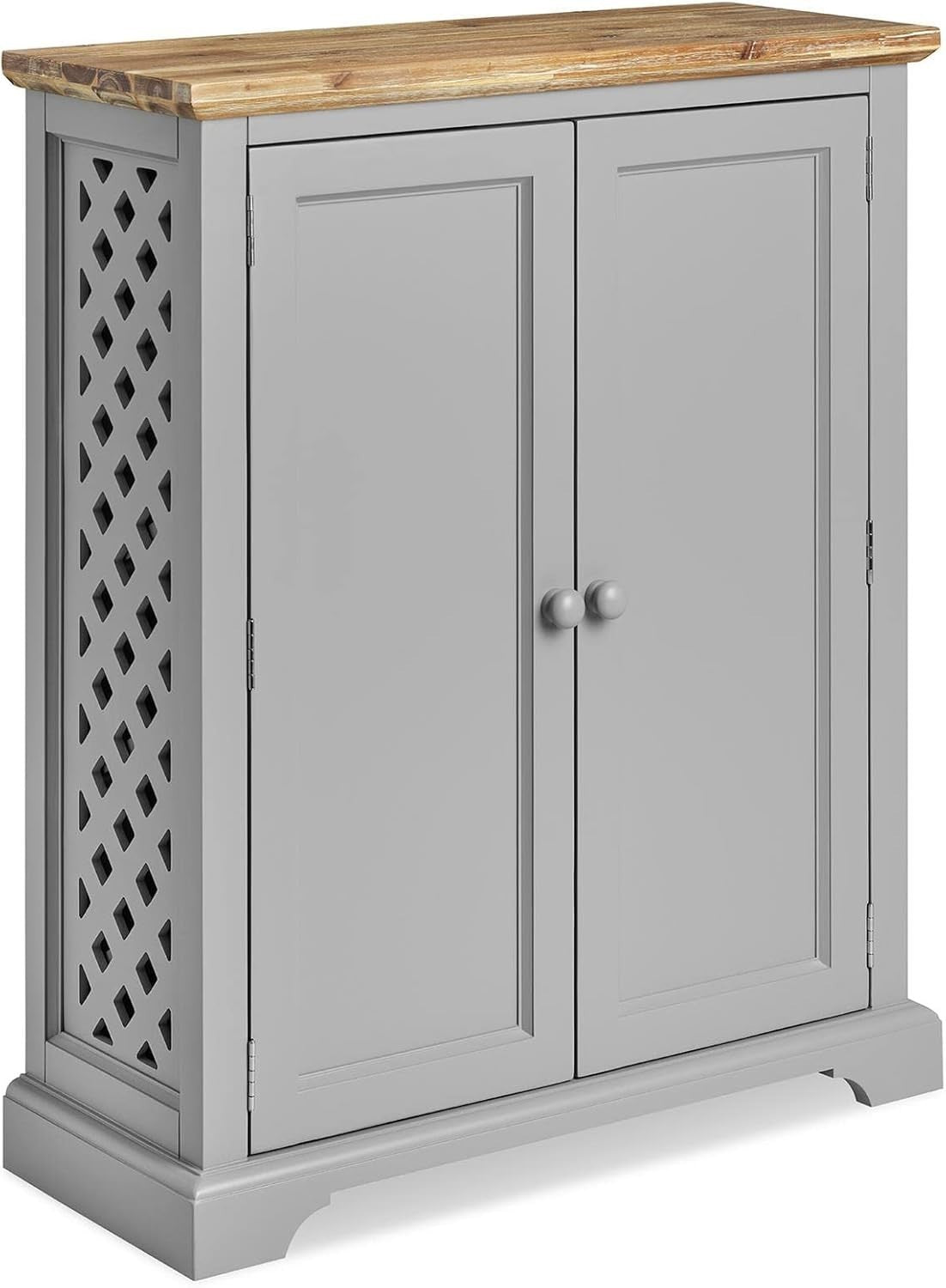 Slim Wooden Shoe Cabinet with Adjustable Shelves & Airflow Doors – Dove Grey