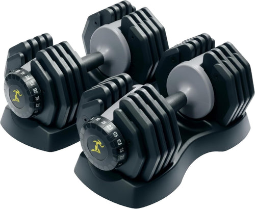 25KG Adjustable Dumbbell Pair Smart Dial Weights Space Saving Home Gym