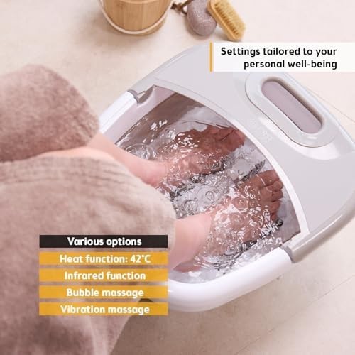 Foldable Electric Foot Spa Massager 450W Heat Bubbles Infrared Rollers