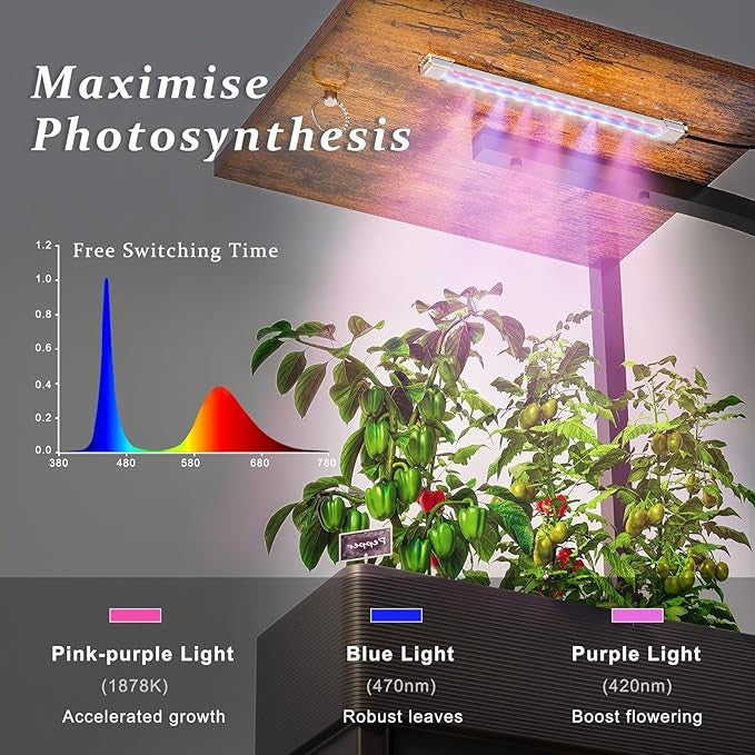6 Tier Metal Plant Stand with Grow Lights, Tall Indoor Shelf for Garden