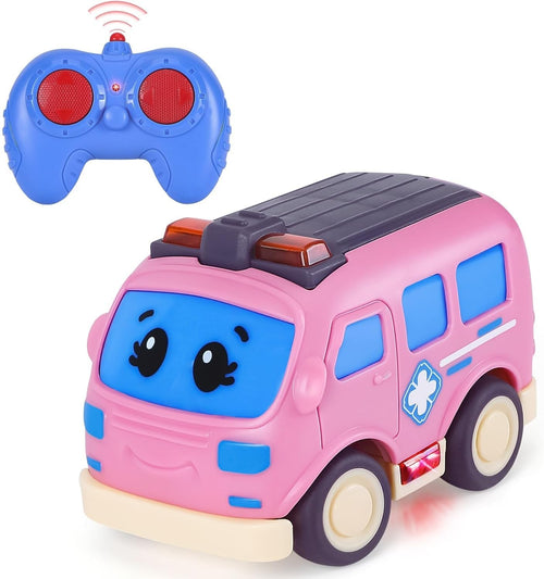 Cartoon RC Ambulance 2.4GHz Remote Control Car Toy for Girls Age 1–3 Pink