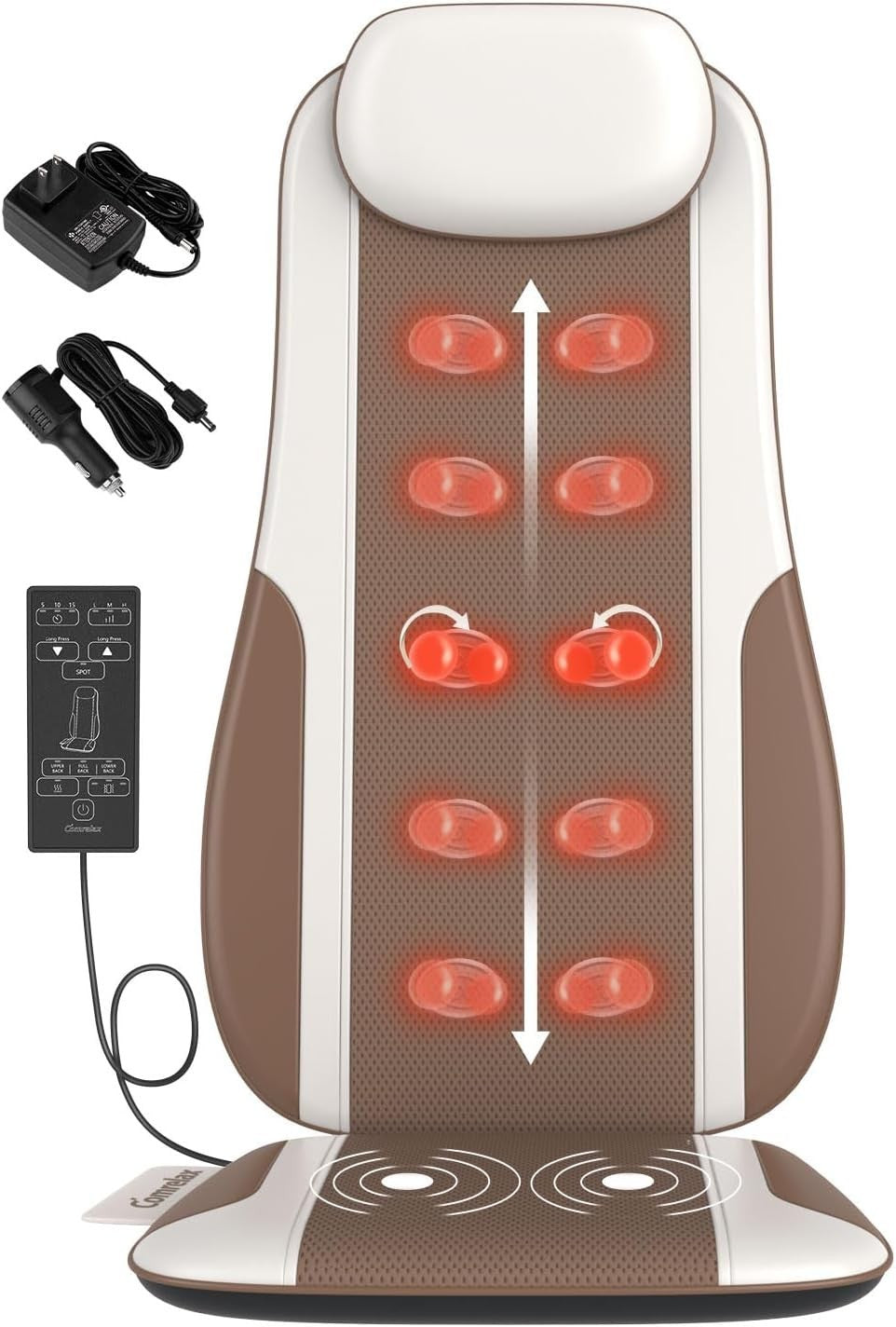 Heated Shiatsu Back Massager Cushion with Rollers, Vibration & Timer