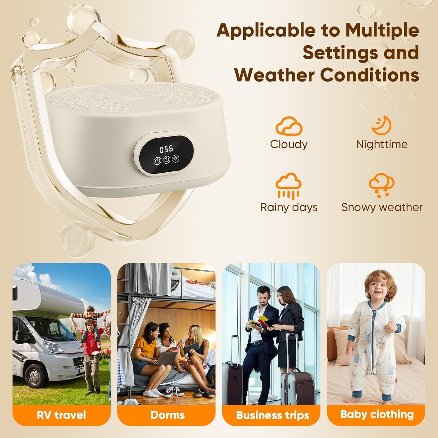 600W Portable Electric Clothes Dryer UV Heated Airer Hanging Mini Indoor
