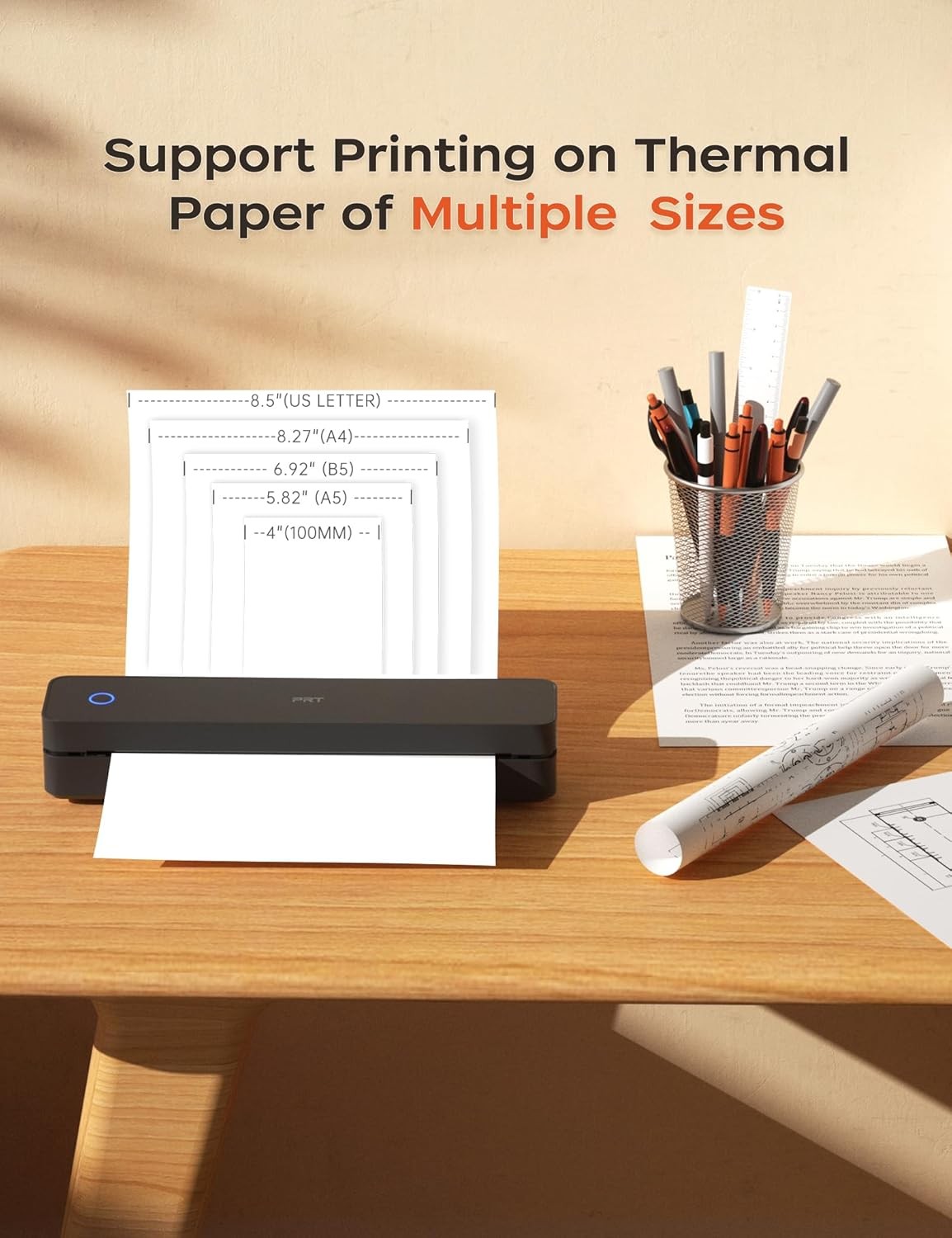 Portable A4 Thermal Printer 300DPI Wireless Inkless Travel