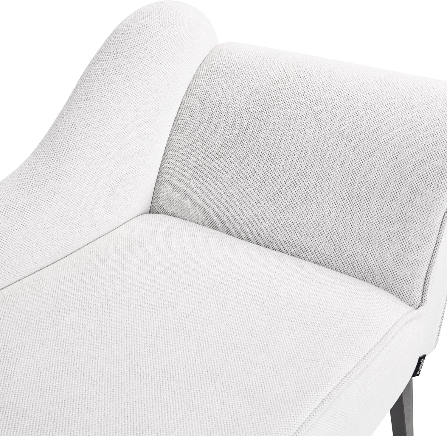 Vintage Right Hand Chaise Lounge White Fabric | Retro Sofa Seat, Black Legs