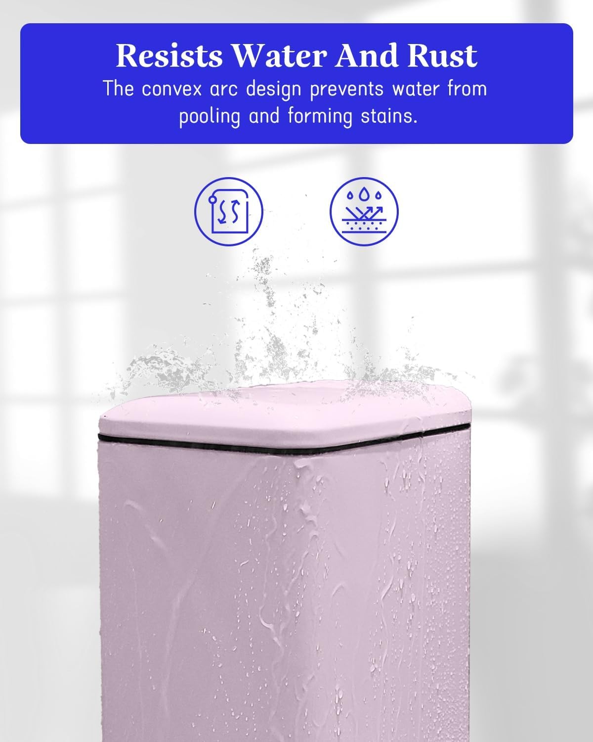 10L Pink Stainless Steel Pedal Bin Slim Bathroom Soft Close Lid