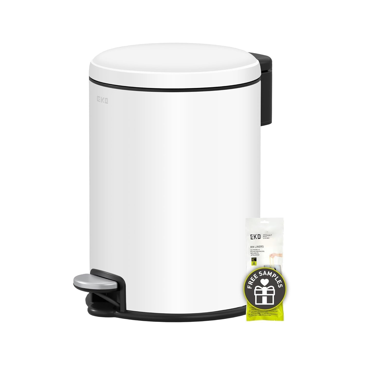 3L White Stainless Steel Pedal Bin Small Bathroom Bedroom Trash