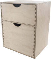 Wooden Desk Organiser 2-Drawer Mini Chest Birchwood Storage Cabinet 31cm