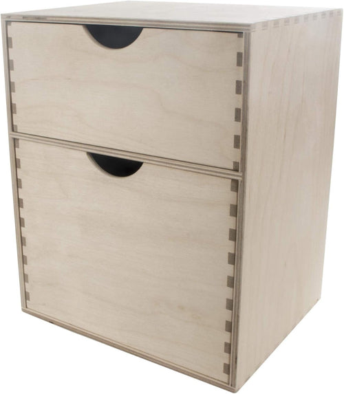 Wooden Desk Organiser 2-Drawer Mini Chest Birchwood Storage Cabinet 31cm