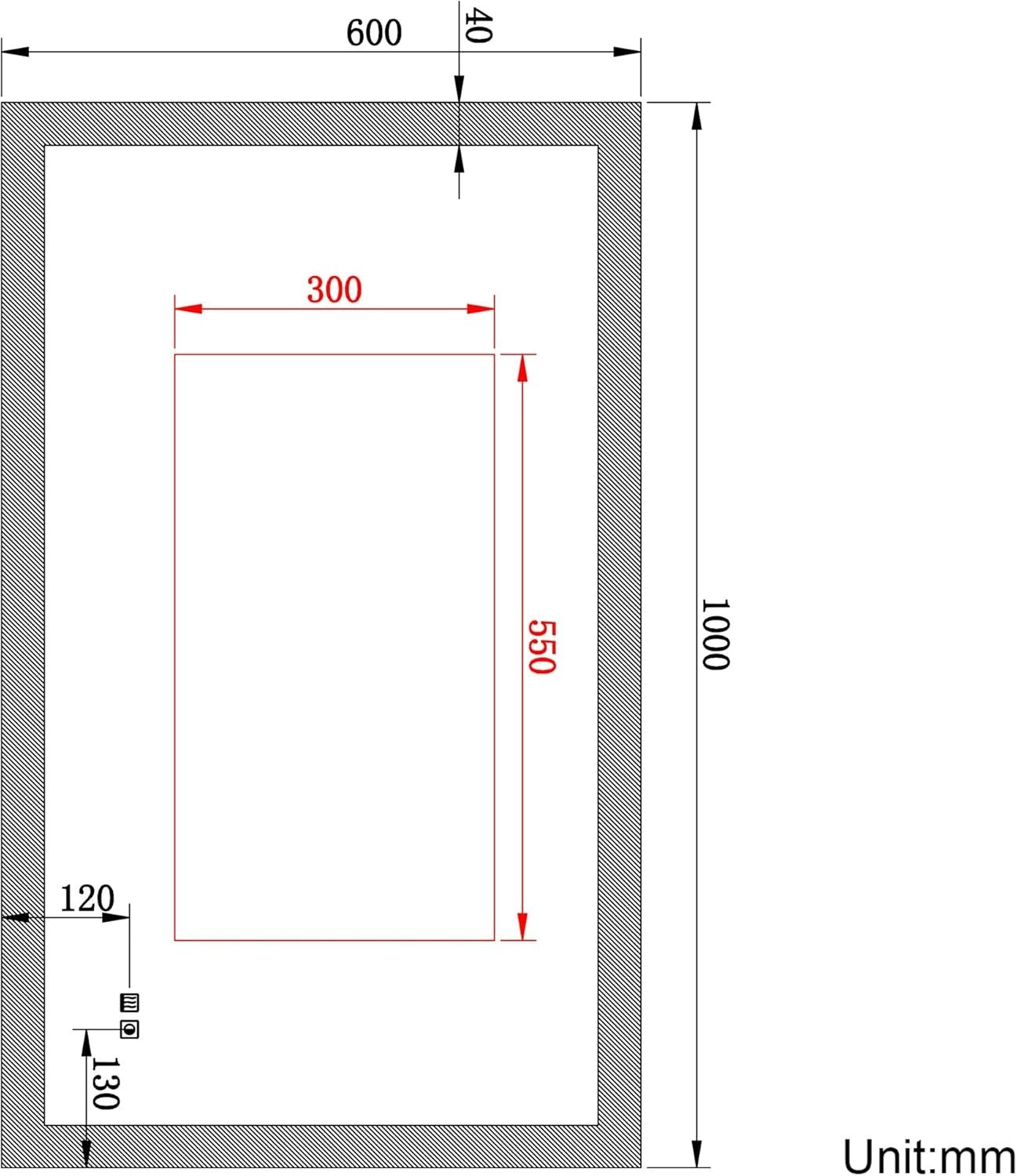Illuminated LED Bathroom Mirror 3-Color Dimmable Anti-Fog 100x60cm