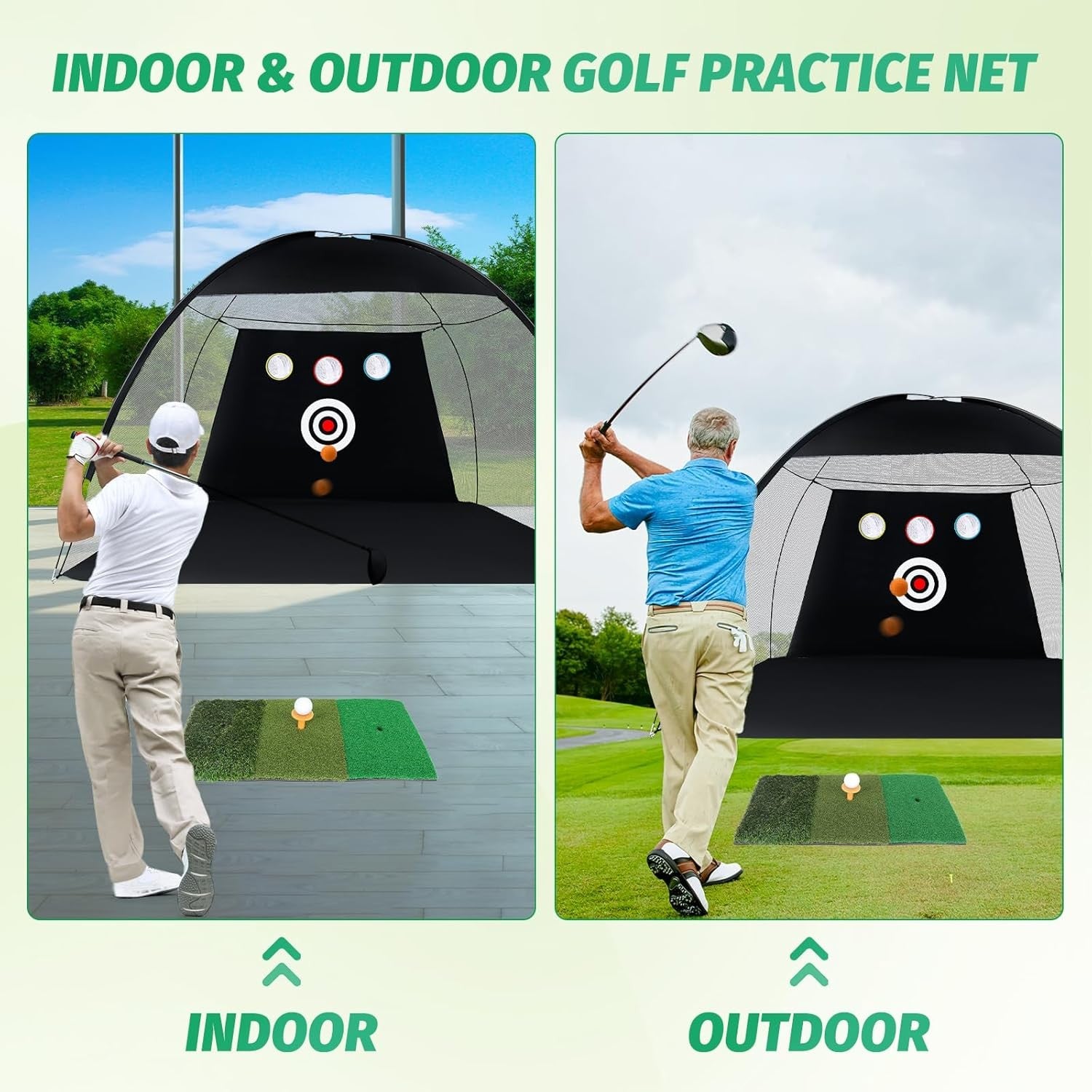 Golf Practice Net 10x7ft Garden Driving Cage with Mat & Balls Set