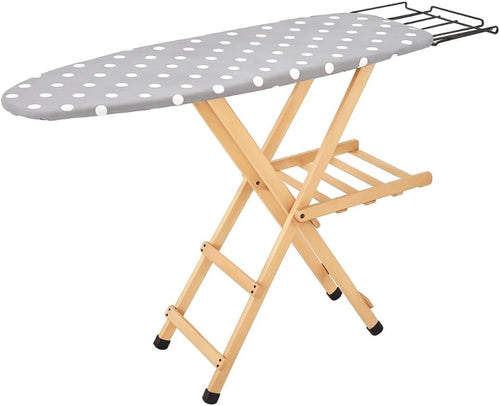 Extra Large Wooden Ironing Board Adjustable Height Foldable Breathable 143cm