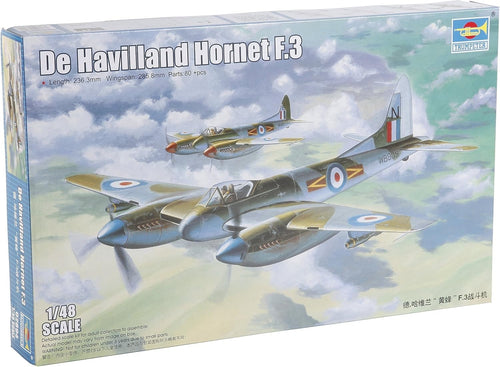1:48 Scale Detailed De Havilland Hornet F.3 Military Aircraft Model Kit