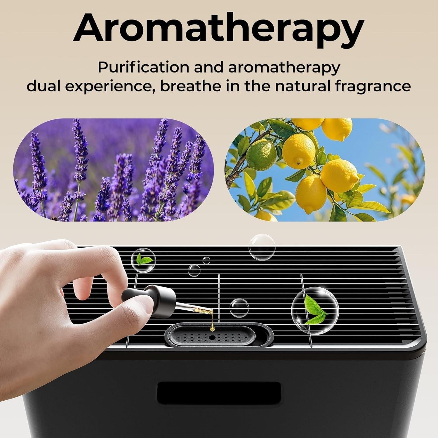 Large Room Air Purifier 2200ft² PM2.5 Display Washable Filter Black