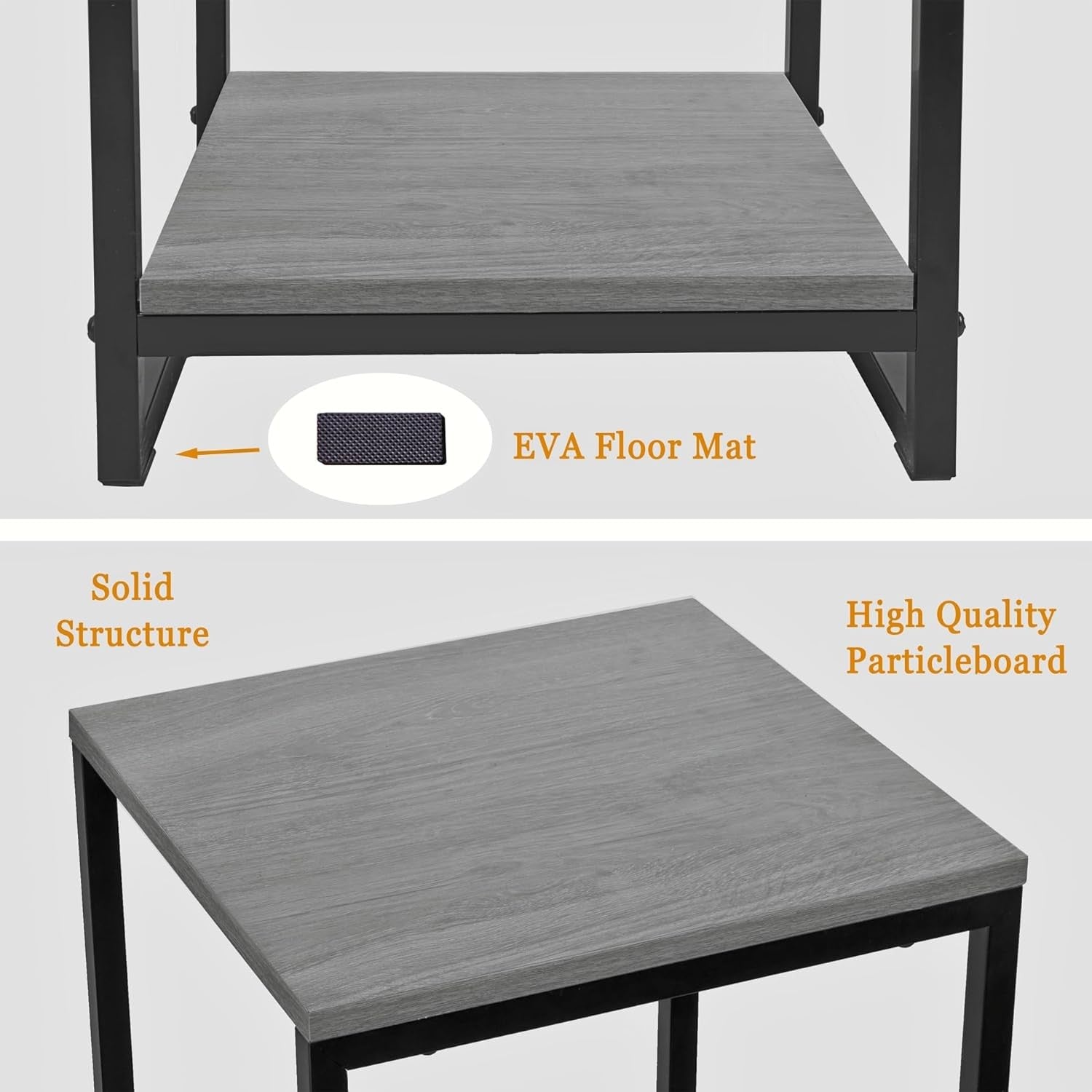 34" Tall 2 Tier Modern Plant Stand Oak Grey Indoor Corner Flower Pot Shelf