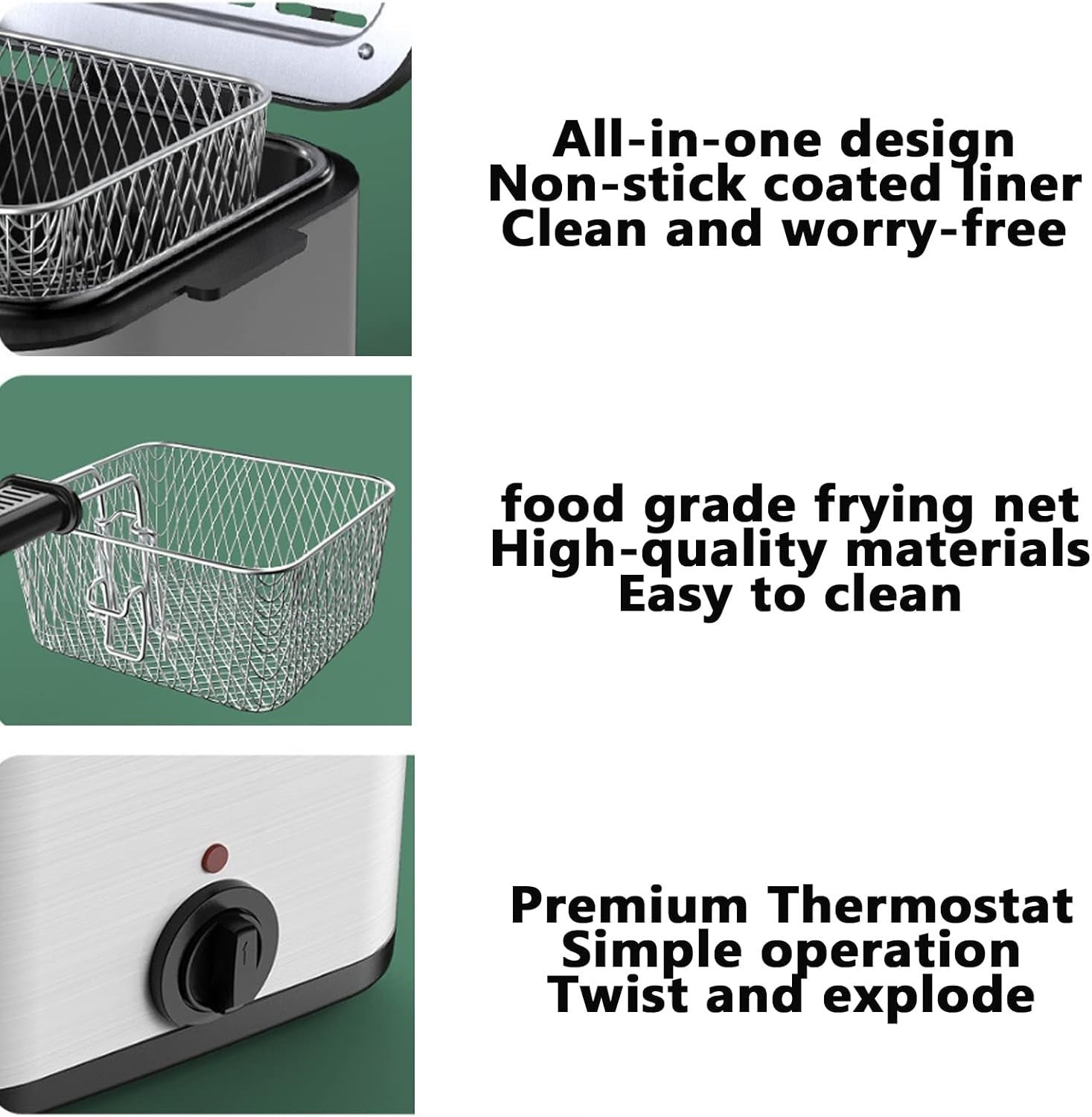 2.5L Electric Deep Fat Fryer 1000W Easy Clean Adjustable Temp