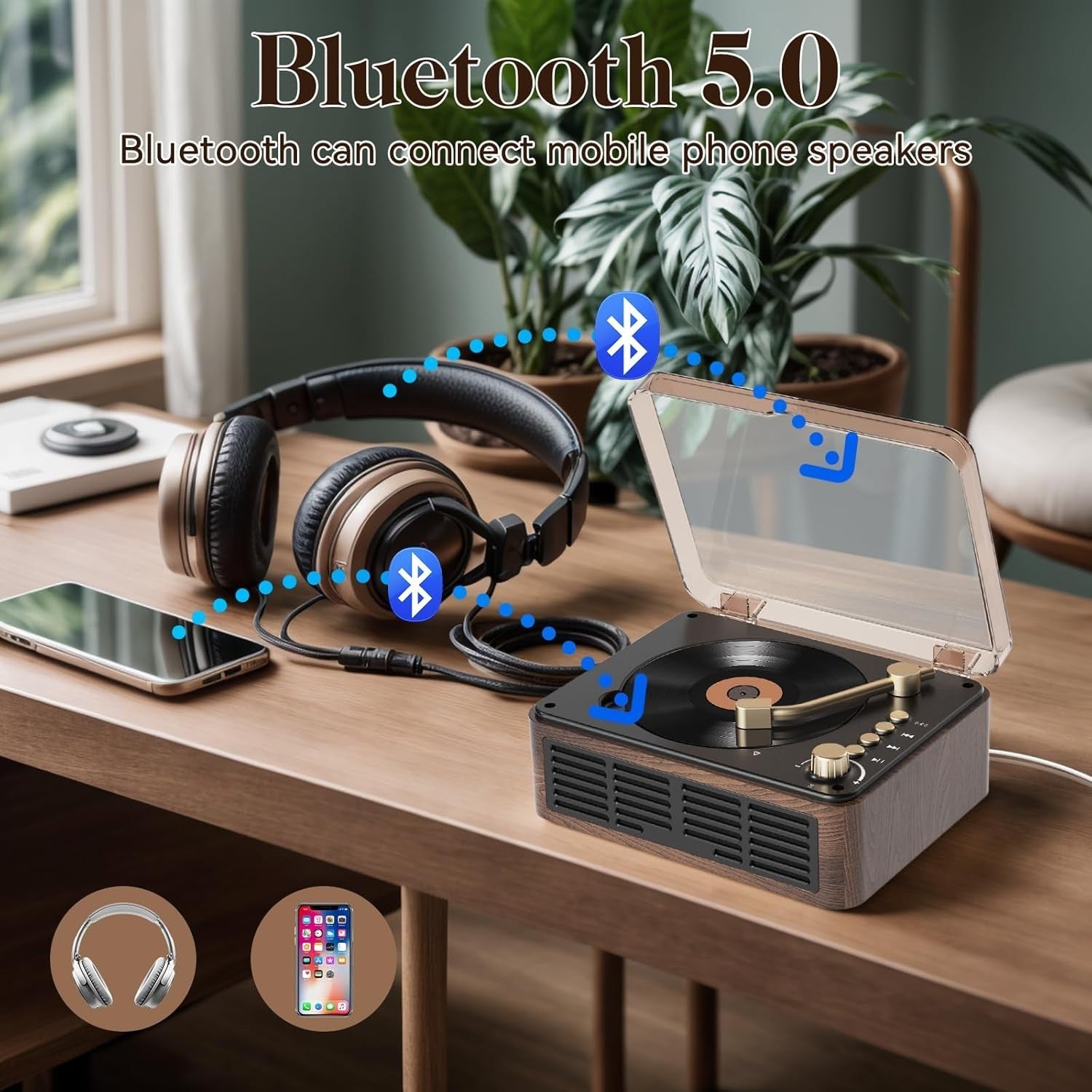 Retro Bluetooth CD Player HiFi Stereo Speakers FM Radio USB AUX Remote