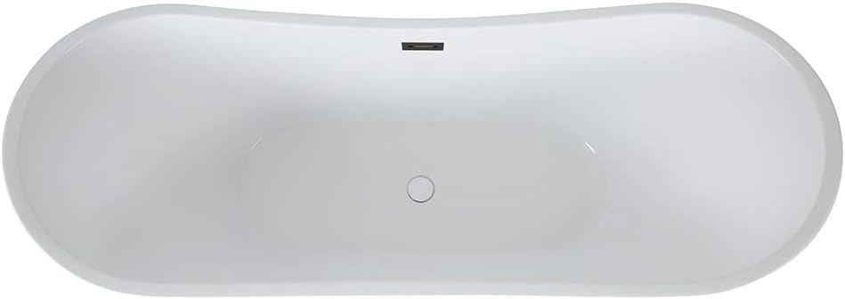 White Freestanding Double Ended Oval Bath 1830x710mm Grey Overflow