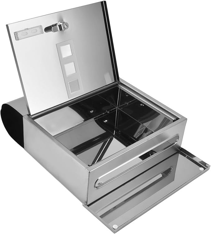 Locking Wall Mount Mailbox Stainless Steel Narrow Slot Secure Post Box w/ 2 Keys
