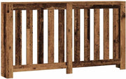 Old Wood Radiator Cover Shelf | Rustic Slatted MDF Cabinet 149x20x82cm