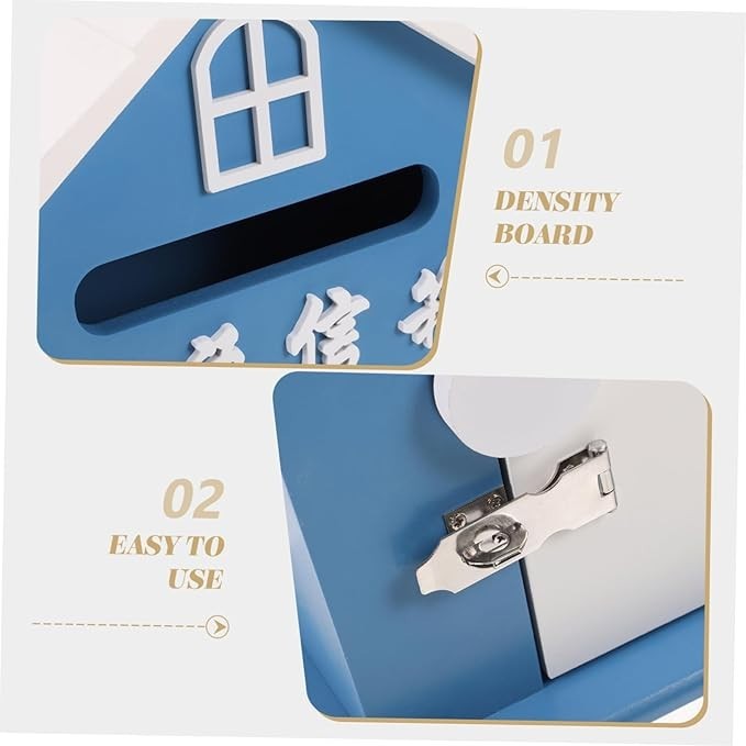 Lockable Wall Mounted Mailbox Outdoor Blue | Secure Post Box for Home & Garden