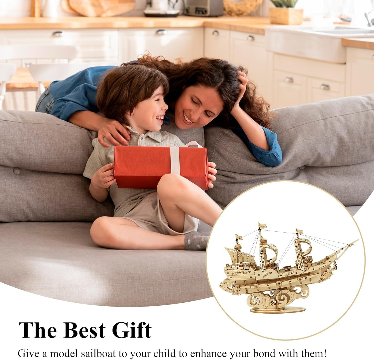 3D Wooden Ship Model Puzzle Kit - Mechanical Build for Teens & Adults