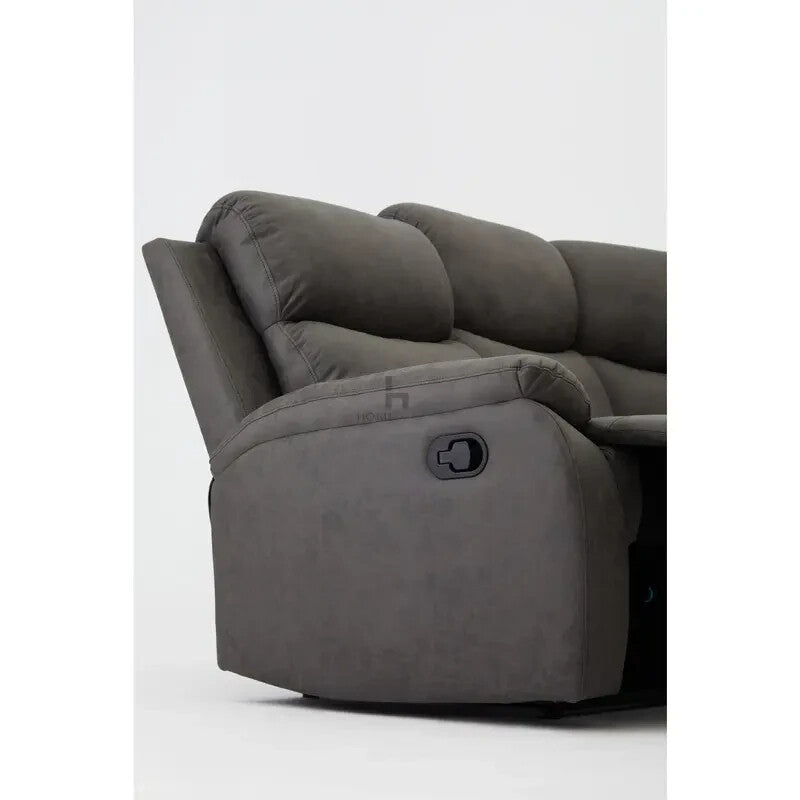 5 Seater Corner Recliner Sofa L-Shaped Grey Faux Leather Lounge Suite