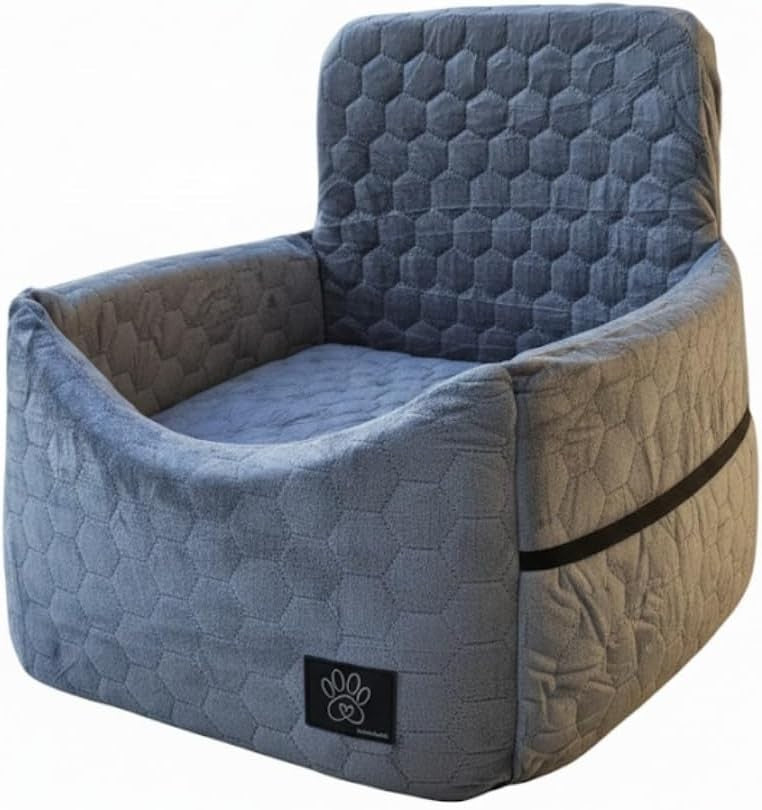 Luxury Memory Foam Dog Car Seat Booster Bed Washable Cover 35lb Grey