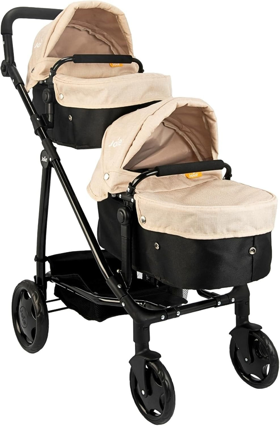 Double Dolls Pram Twin Pushchair Toy, Adjustable Handle, Fold Flat