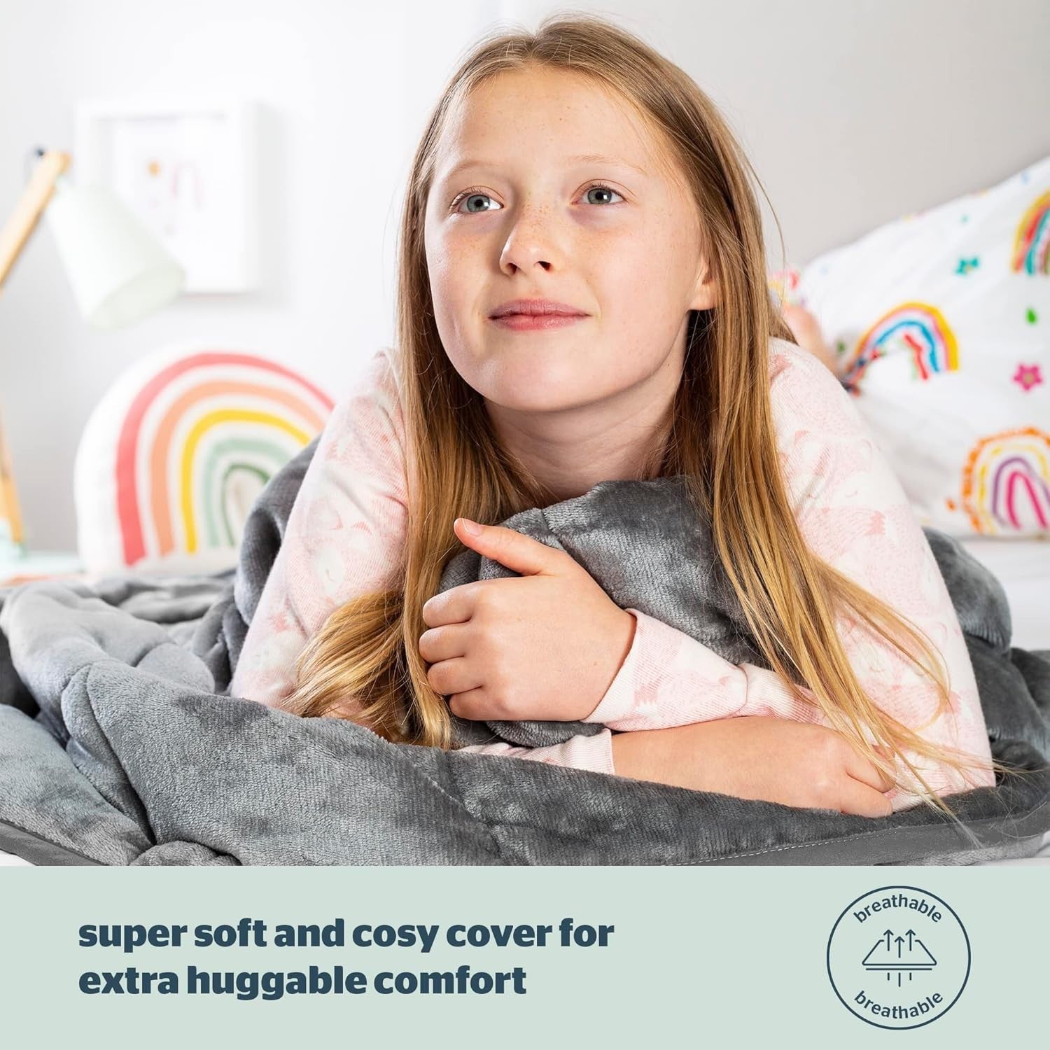 Kids Weighted Blanket Grey 3kg 100x150cm Calming Sensory Sleep Aid