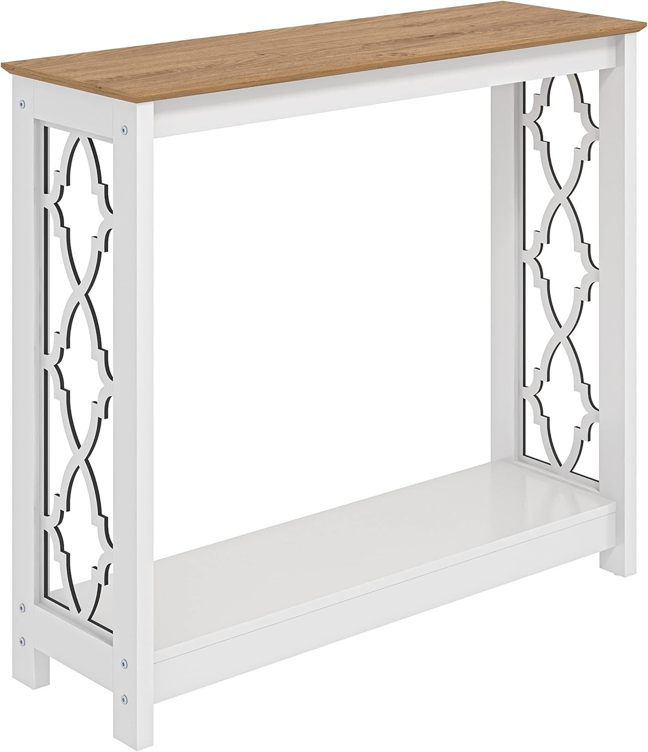 Console Table White Oak Modern Hallway Shelf Unit Slim Storage 90cm