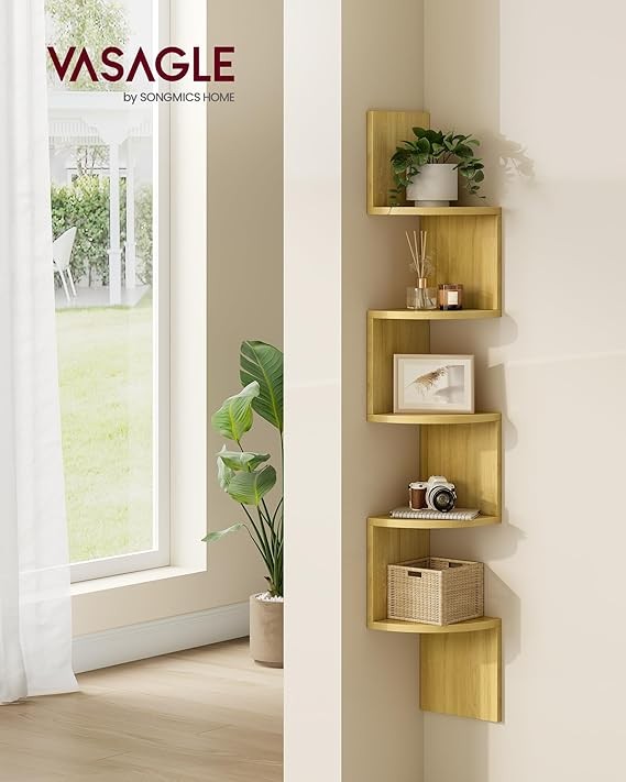 5-Tier Corner Floating Shelf Modern Display Unit for Living Room & Bedroom