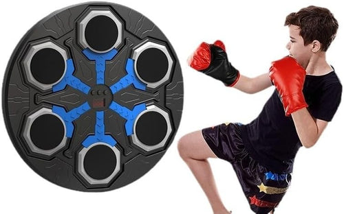 Black Smart Music Boxing Machine Blue Pads Bluetooth Wall Punch Trainer