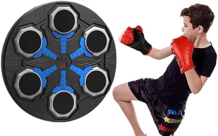 Black Smart Music Boxing Machine Blue Pads Bluetooth Wall Punch Trainer
