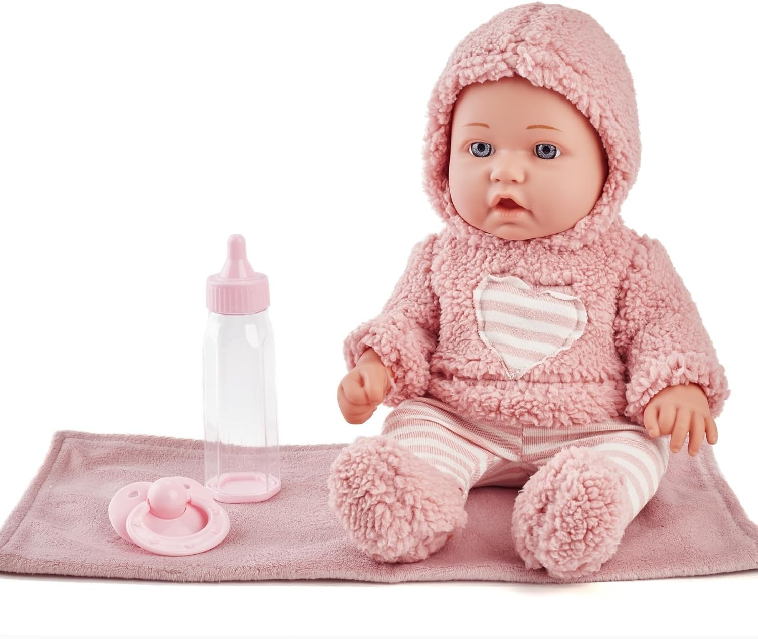 12in Baby Doll Set Toddler Toy with Bottle Blanket Pacifier Gift