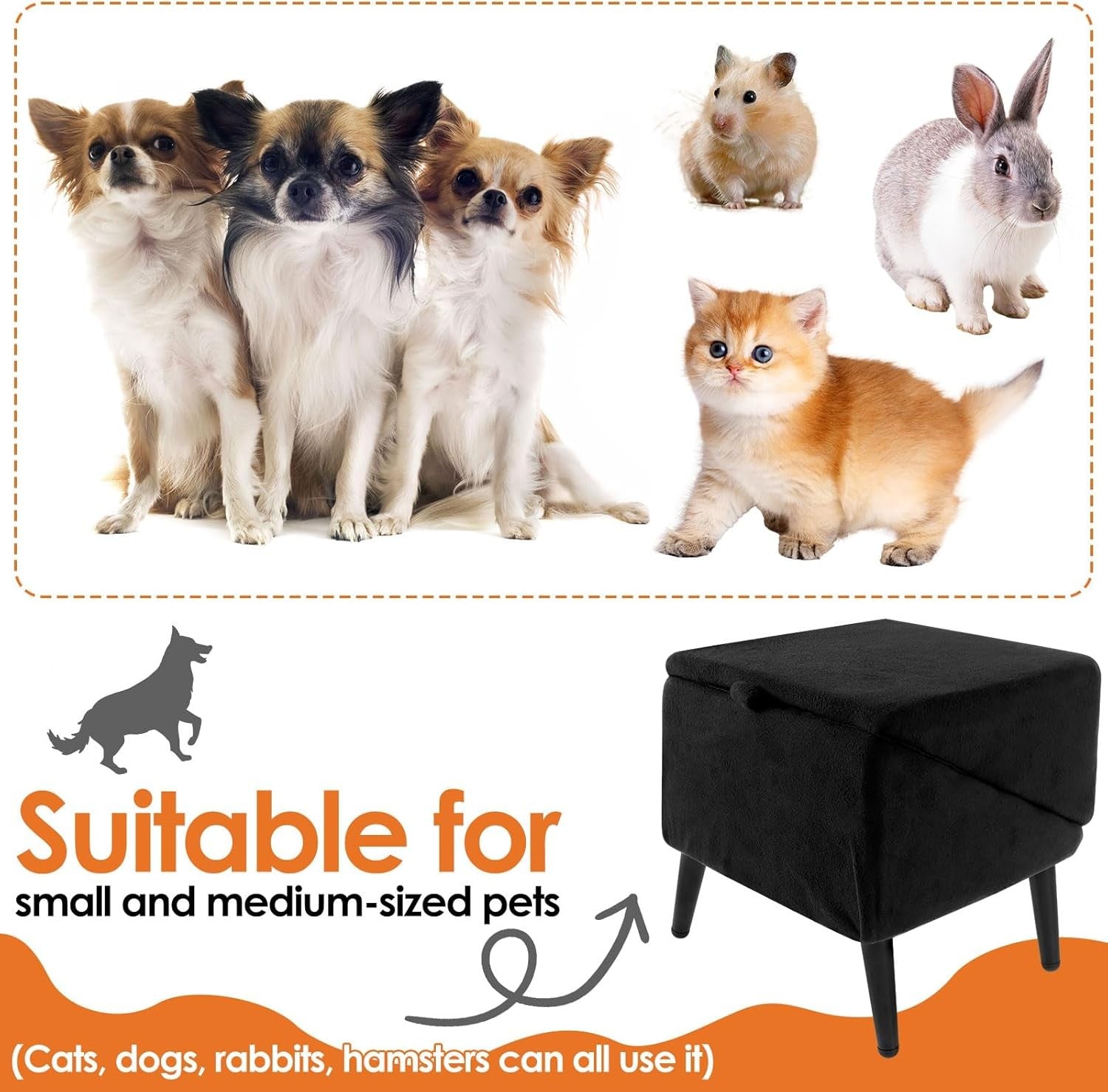 2‑in‑1 Foldable Dog Ramp & Ottoman Pet Steps – Non‑Slip Lightweight Ramp
