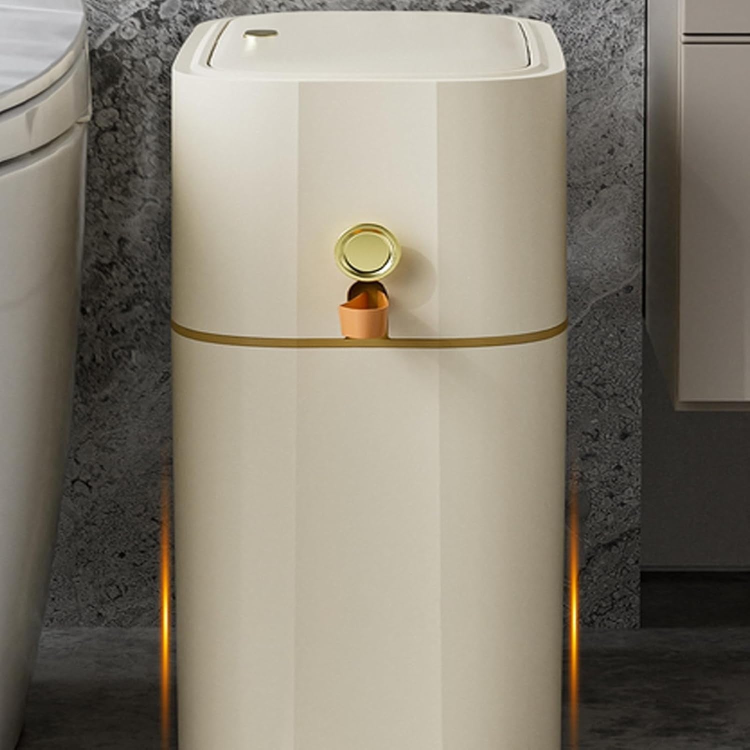 Touchless 8L Slim Bathroom Trash Can Auto Drawstring Odor Seal