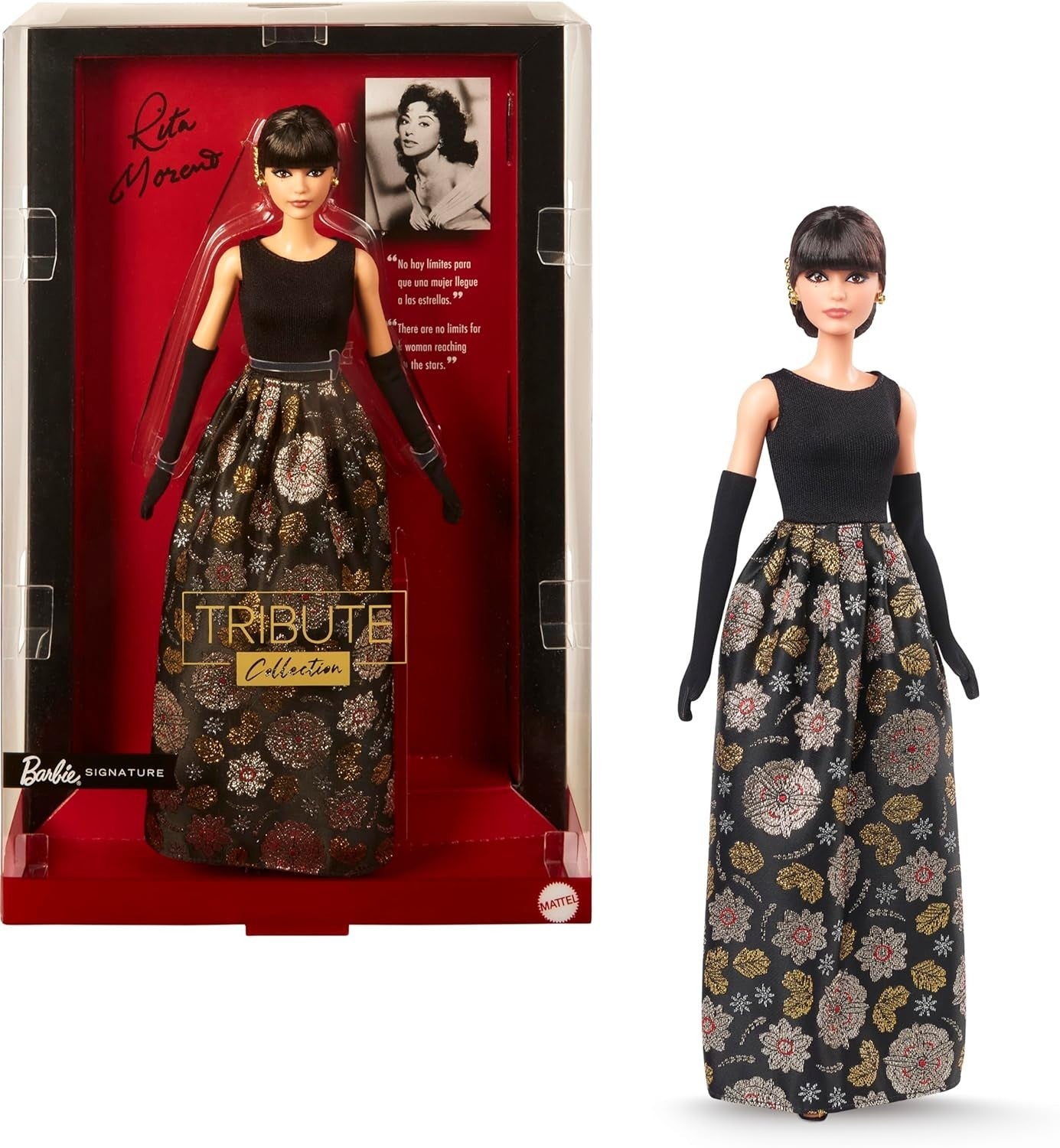 Signature Tribute Collector Doll Black Gold Gown Stand Keepsake