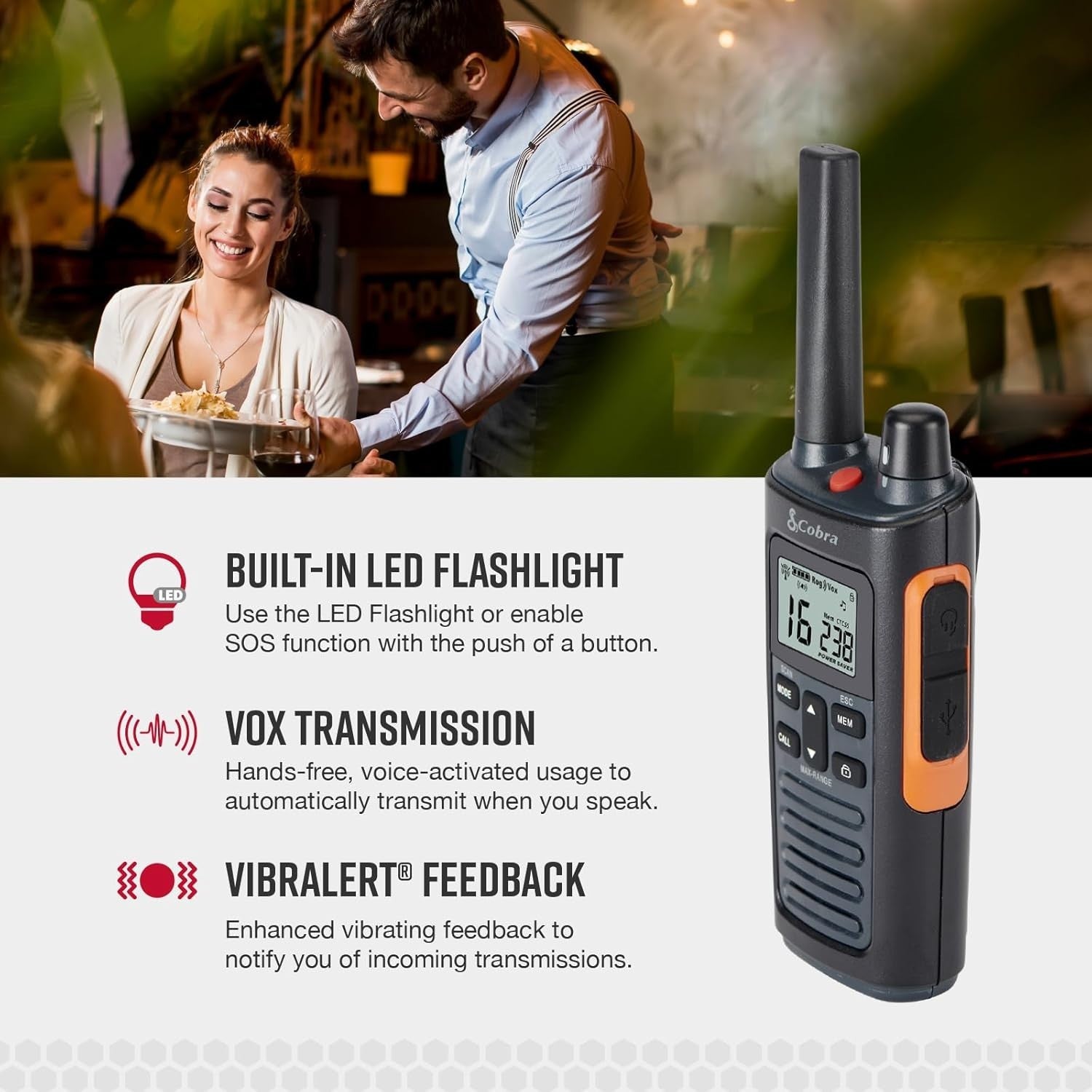 Rugged PMR446 Walkie Talkies 2 Pack Rechargeable IP54 10KM Radios