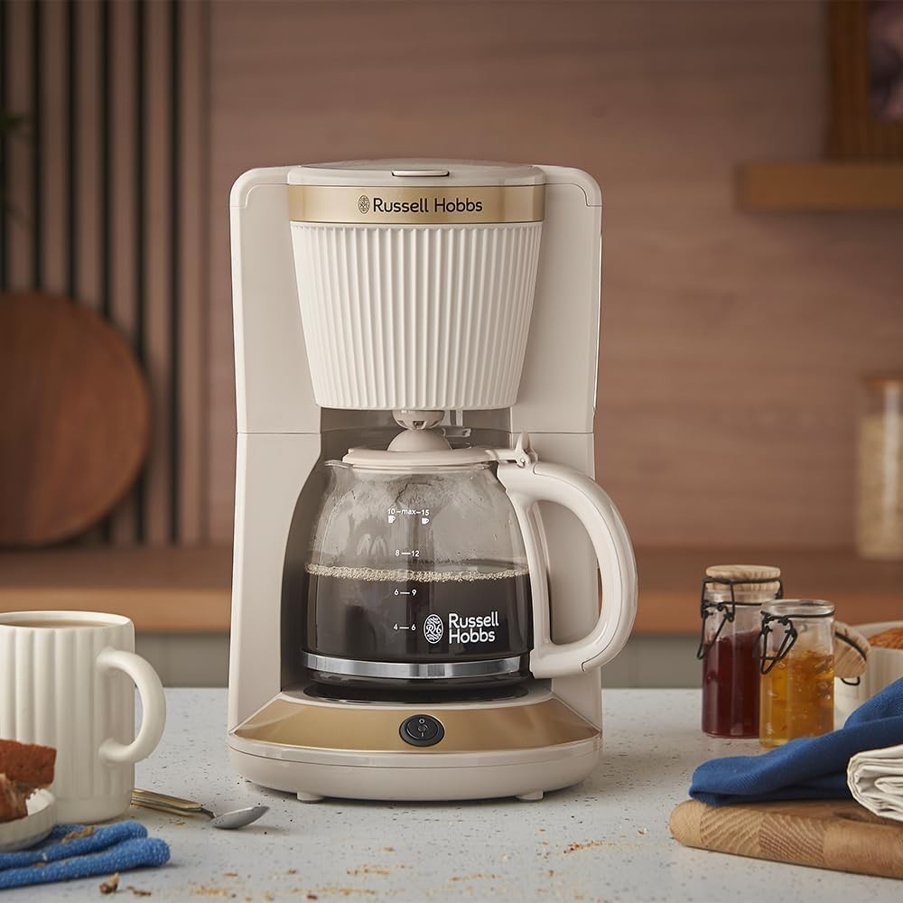 Programmable Drip Coffee Maker 1.25L Glass Carafe Keep Warm Stone Finish 1100W