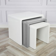 High Gloss Coffee Table Set of 3 Nesting Side End Tables White Grey New