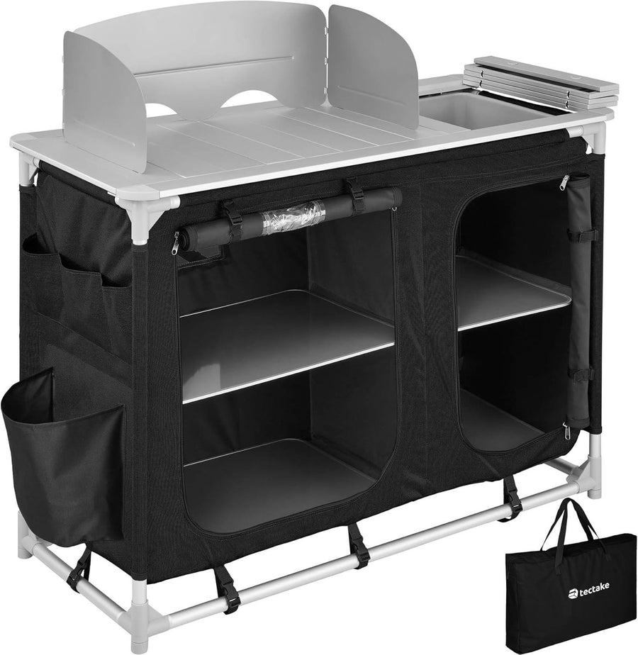 Folding Camping Kitchen Unit Cupboard Storage Table Outdoor BBQ Station