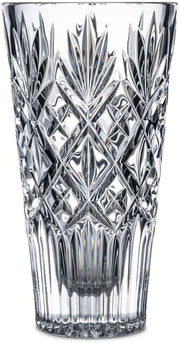 Crystal Glass Flower Vase 25cm Diamond Cut Tall Luxury Home Decor