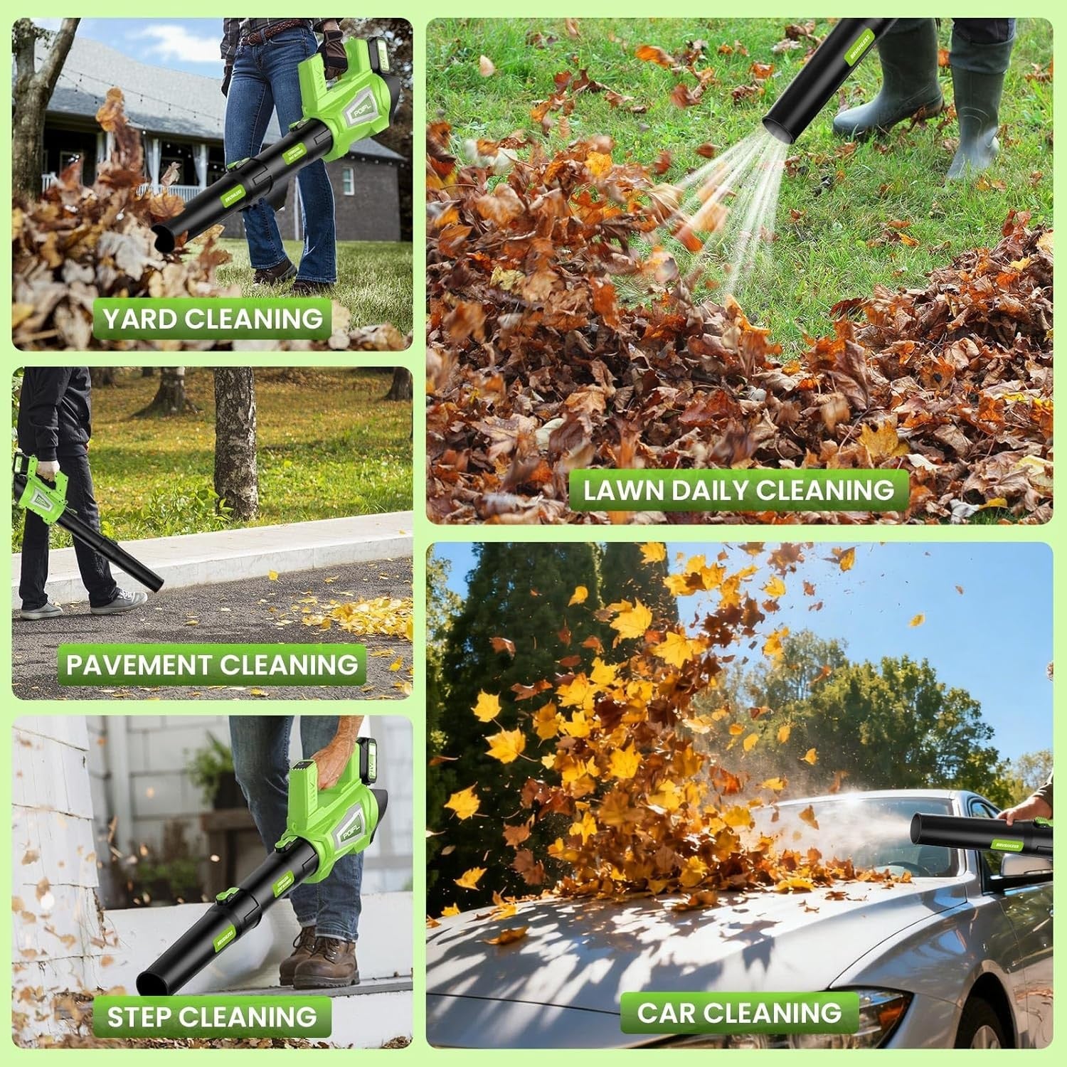 Cordless Leaf Blower 21V Dual Battery Brushless 6 Speed 245km/h Turbo
