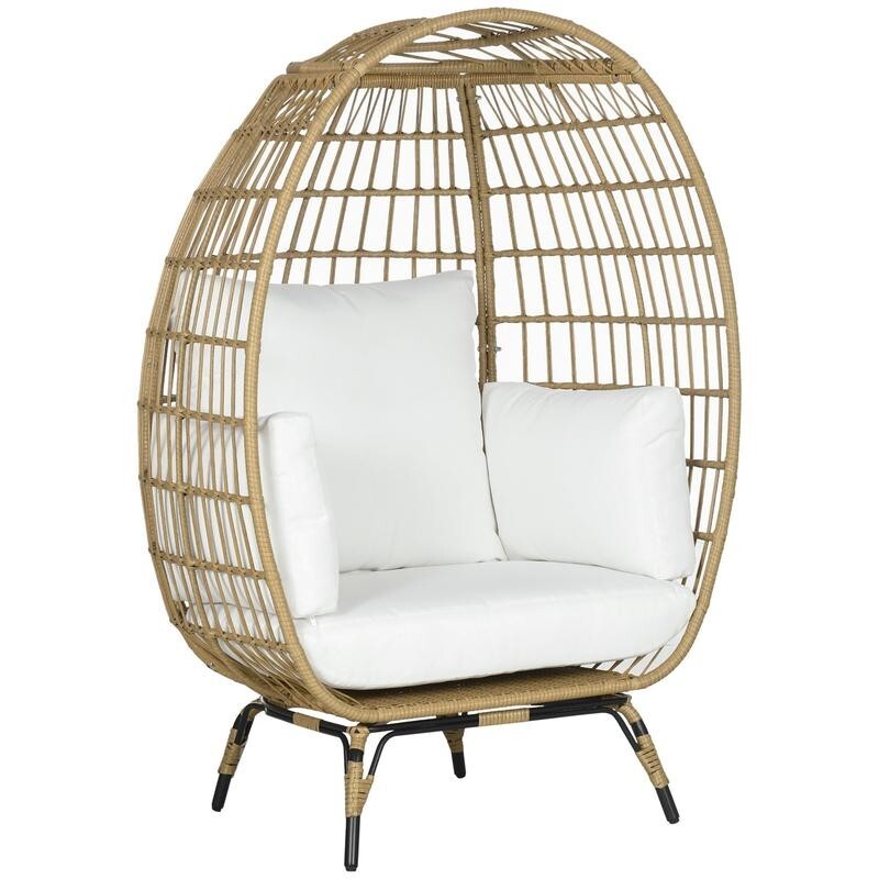 Rattan Egg Chair Teardrop Wicker Outdoor Indoor Garden Seat with Cushions